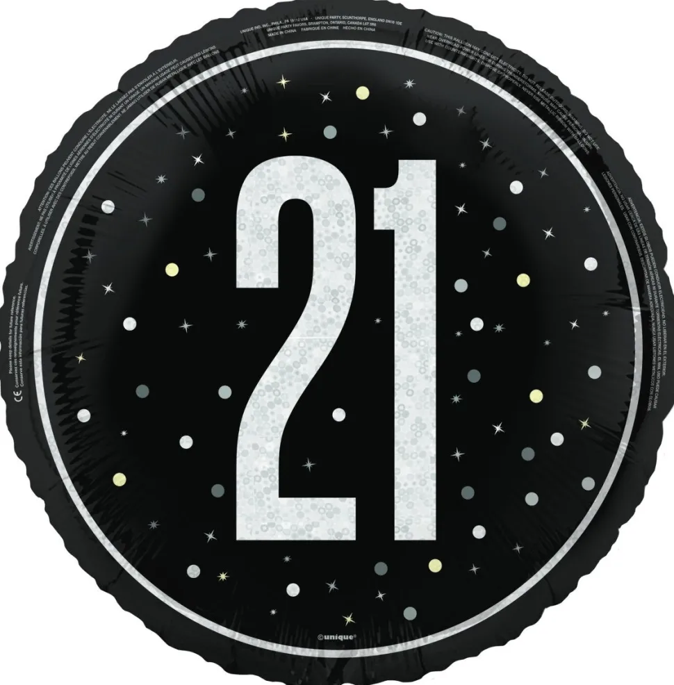 21 Jaar Helium Ballon Zwart Leeg 45cm