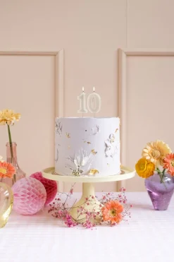 0 Jaar Kaars Beige 10cm
