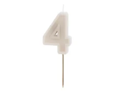 4 Jaar Kaars Beige 10cm