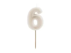 6 Jaar Kaars Beige 10cm