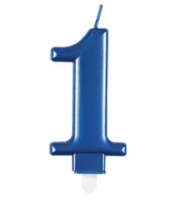1 Jaar Kaars Blauw 9cm