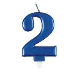 2 Jaar Kaars Blauw 12cm