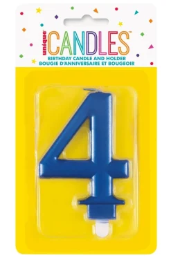 4 Jaar Kaars Blauw 12cm