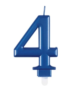 4 Jaar Kaars Blauw 12cm