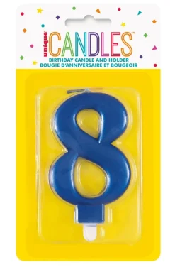8 Jaar Kaars Blauw 12cm