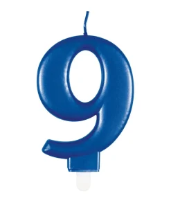 9 Jaar Kaars Blauw 12cm