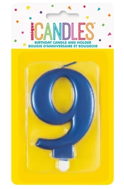 9 Jaar Kaars Blauw 12cm