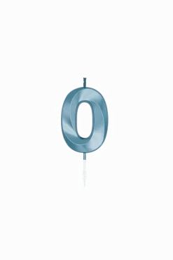 0 Jaar Kaars Blauw Metallic 6cm