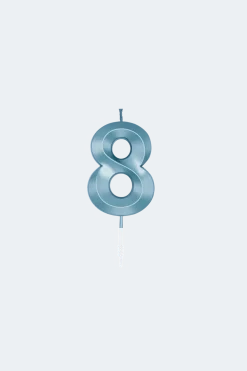 8 Jaar Kaars Blauw Metallic 6cm