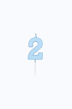 2 Jaar Kaars Blauw Pastel 4,5cm