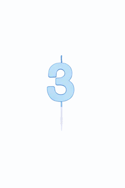 3 Jaar Kaars Blauw Pastel 4,5cm