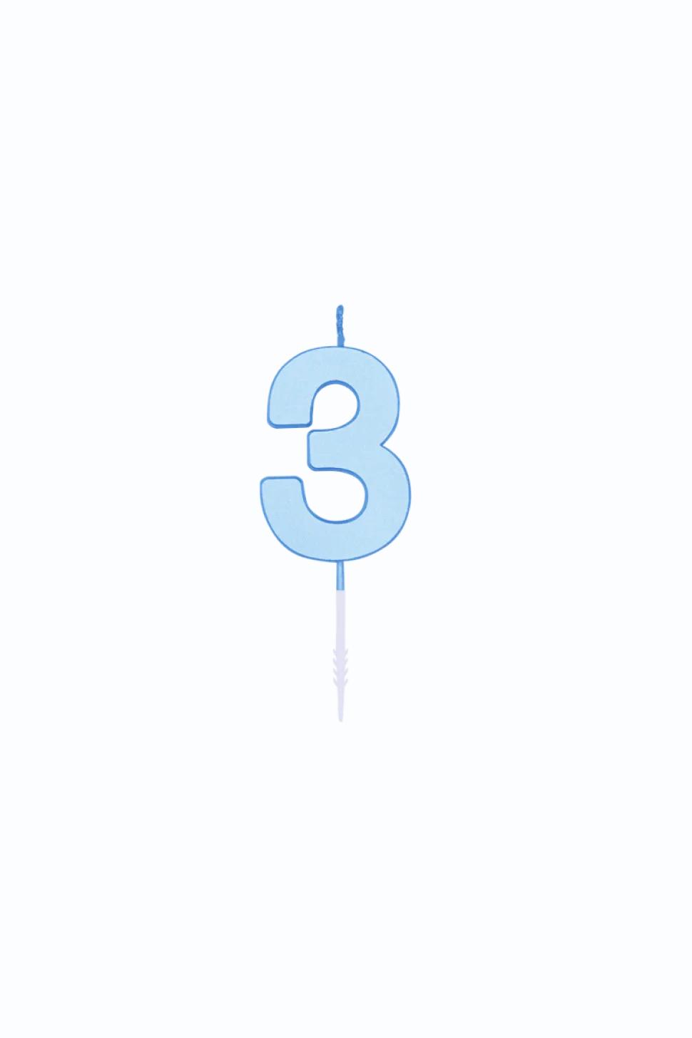 3 Jaar Kaars Blauw Pastel 4,5cm