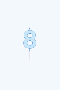 8 Jaar Kaars Blauw Pastel 4,5cm
