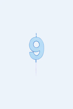 9 Jaar Kaars Blauw Pastel 4,5cm