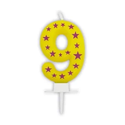 9 Jaar Kaars Geel Met Sterren