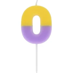 0 Jaar Kaars Geel Paars 9cm