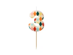 3 Jaar Kaars Gekleurd 5,5cm