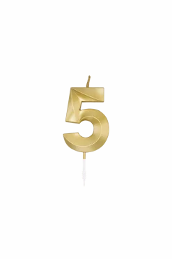 5 Jaar Kaars Goud Metallic 6cm
