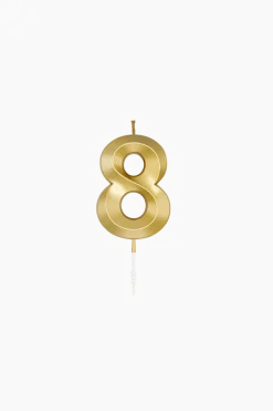 8 Jaar Kaars Goud Metallic 6cm