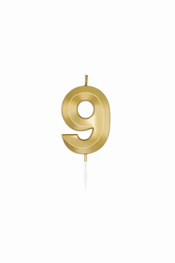 9 Jaar Kaars Goud Metallic 6cm