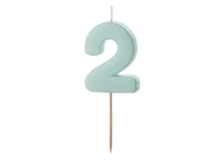 2 Jaar Kaars Lichtblauw 5,5cm