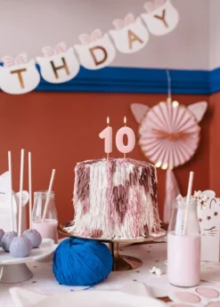 1 Jaar Kaars Lichtroze 5,5cm