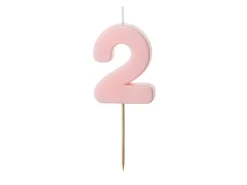 2 Jaar Kaars Lichtroze 5,5cm
