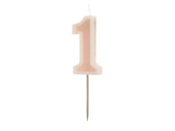 1 Jaar Kaars Lichtroze 10cm