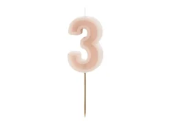 3 Jaar Kaars Lichtroze 10cm