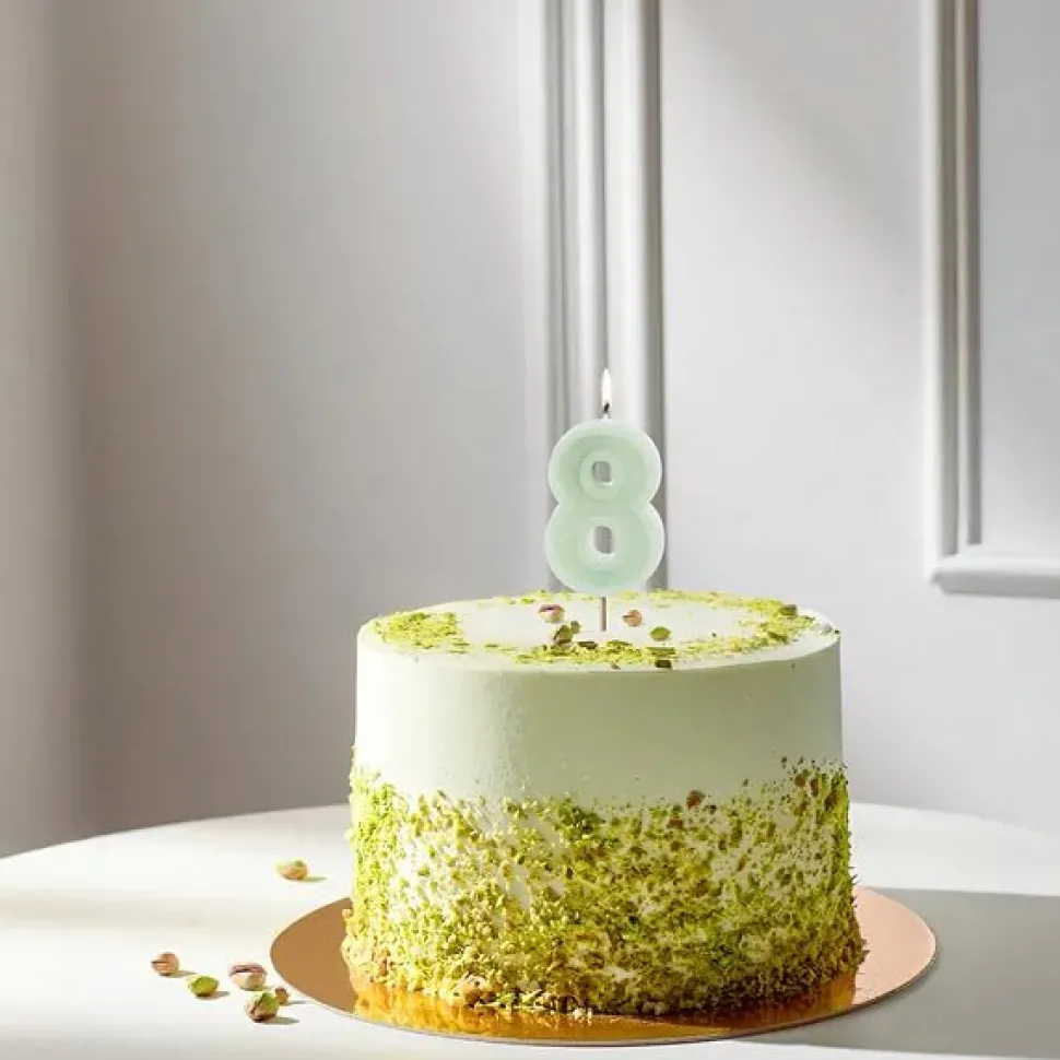 8 Jaar Kaars Mintgroen 10cm