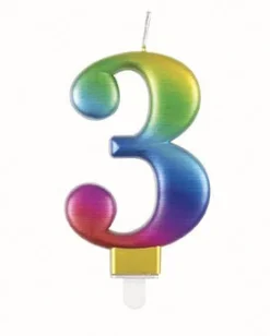 3 Jaar Kaars Regenboog 9,5cm