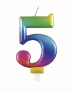 5 Jaar Kaars Regenboog 9,5cm