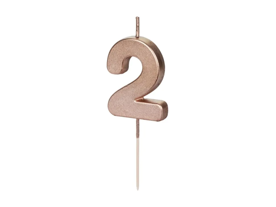 2 Jaar Kaars Rose Goud 9cm