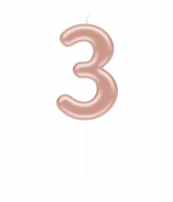 3 Jaar Kaars Rose Goud 10,5cm