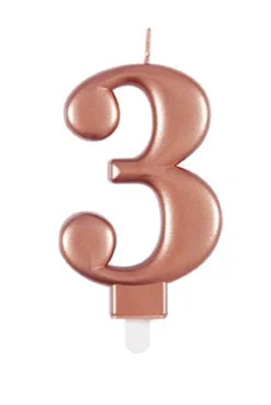 3 Jaar Kaars Rose Goud 10cm