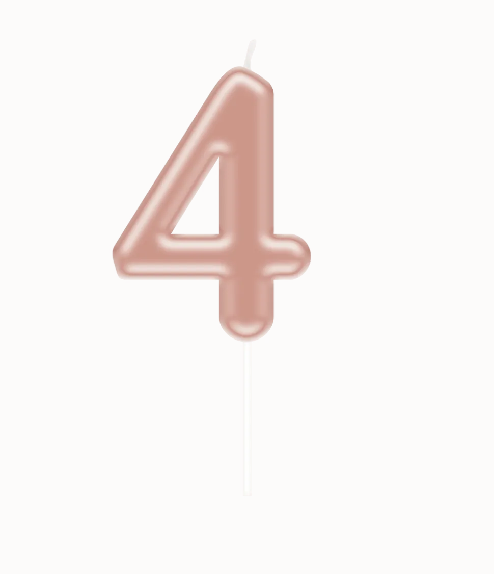 4 Jaar Kaars Rose Goud 10,5cm