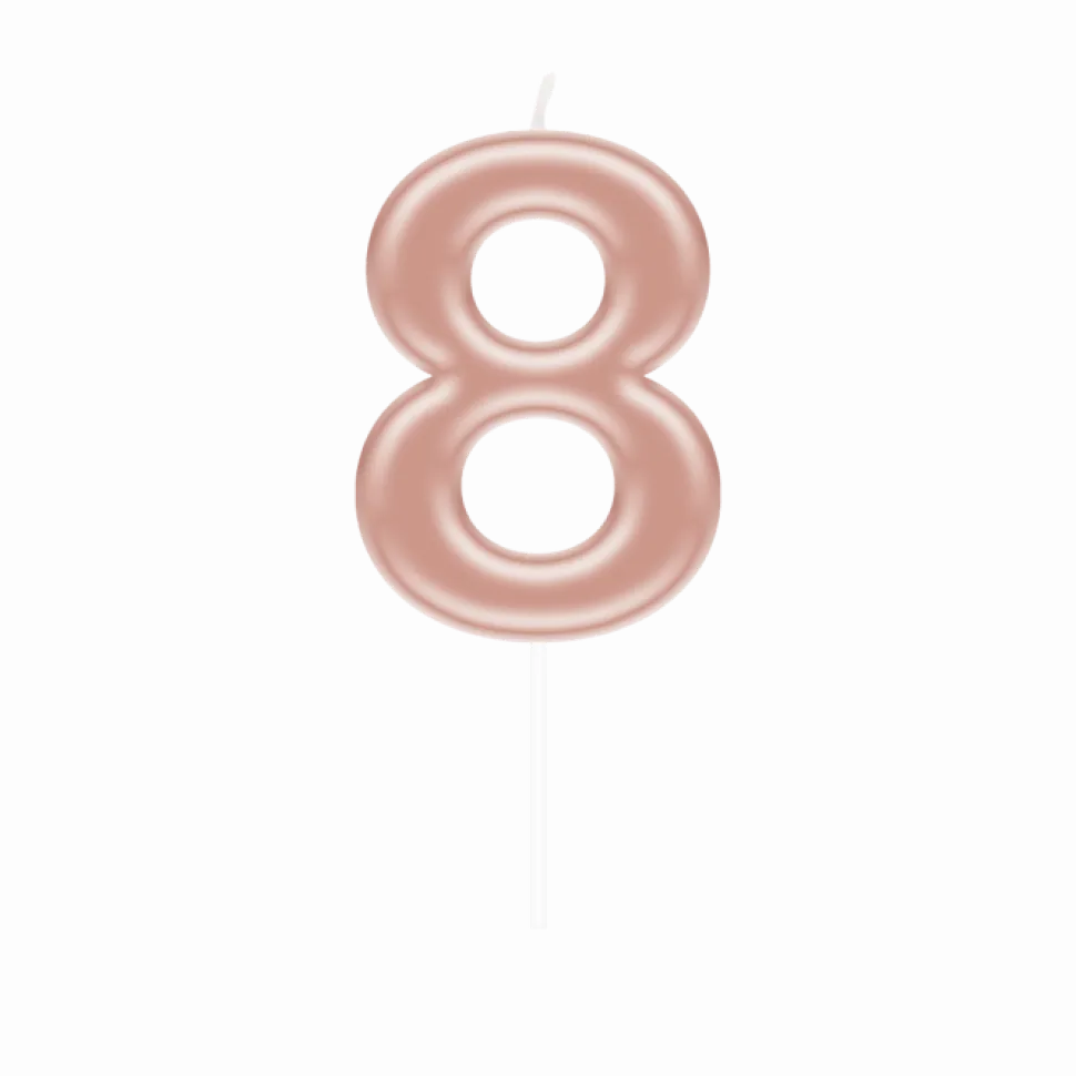 8 Jaar Kaars Rose Goud 10,5cm