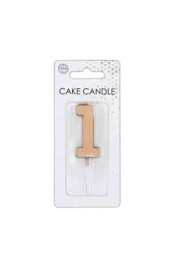 1 Jaar Kaars Rose Goud Metallic 4,5cm