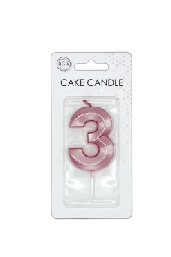 3 Jaar Kaars Rose Goud Metallic 6cm