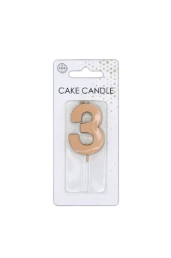 3 Jaar Kaars Rose Goud Metallic 4,5cm
