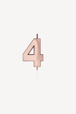 4 Jaar Kaars Rose Goud Metallic 6cm