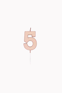 5 Jaar Kaars Rose Goud Metallic 4,5cm