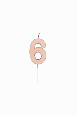 6 Jaar Kaars Rose Goud Metallic 4,5cm