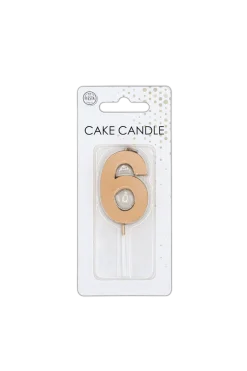 6 Jaar Kaars Rose Goud Metallic 4,5cm