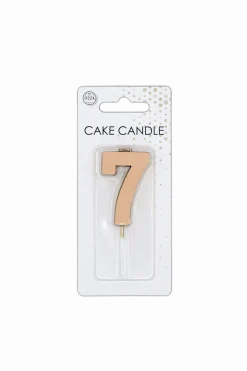 7 Jaar Kaars Rose Goud Metallic 4,5cm