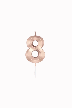 8 Jaar Kaars Rose Goud Metallic 6cm