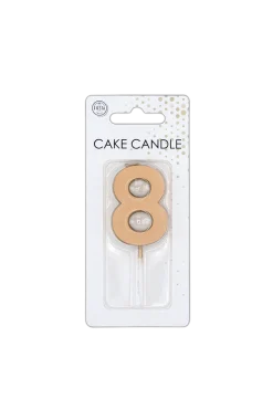 8 Jaar Kaars Rose Goud Metallic 4,5cm
