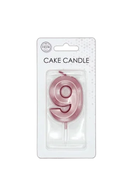 9 Jaar Kaars Rose Goud Metallic 6cm