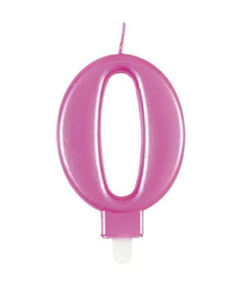 0 Jaar Kaars Roze 12cm