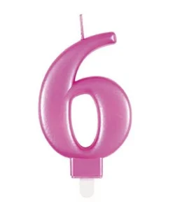 6 Jaar Kaars Roze 12cm